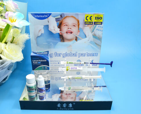 Mécanismes doubles d'antibactérien et d'anti-inflammatoire
Paste pré-mélangée d'hydroxyde de calcium avec iodoforme - Matériau de remplissage du canal radiculaire pour enfants avec emballage de 2 g
